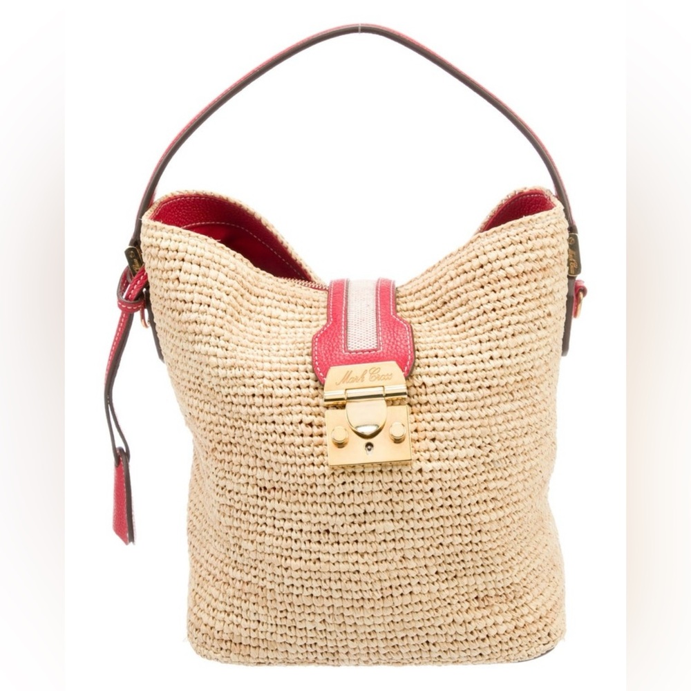 Adorable Mark Cross woven & leather bag.